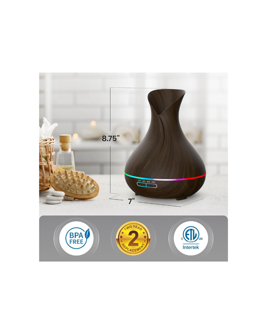 Essential Oil Diffuser (400ml) - Aromatherapy Diffuser for Large Room Home Scent Diffuser with 7 LED Colors Quiet Operation