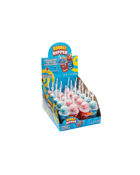 Double dipper lollipop sour powder