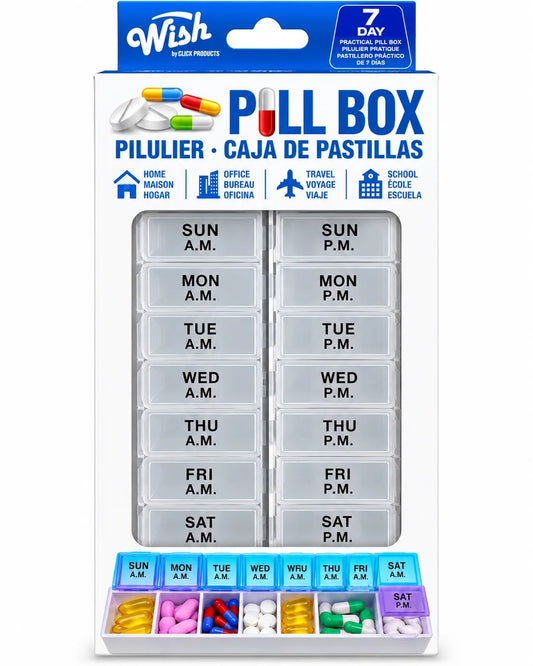 14-Compartment Pill Organizer with Time Schedule – BPA-Free, Weekly Medication Storage Box